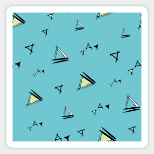 Doodle Triangles on a blue background Sticker